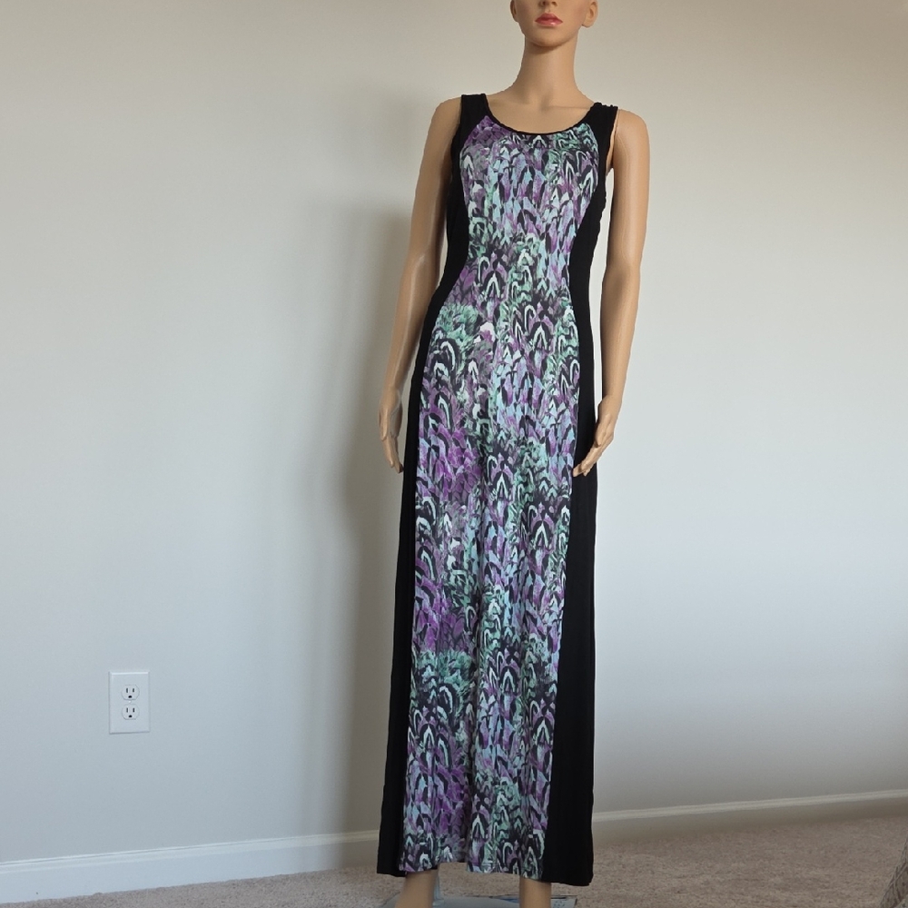Purple and Blue Sleeveless Bodycon Maxi Dress